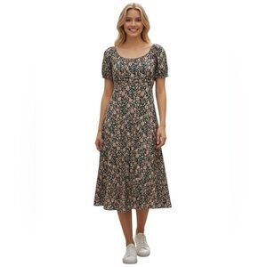 As U Wish Floral Print Midi dress